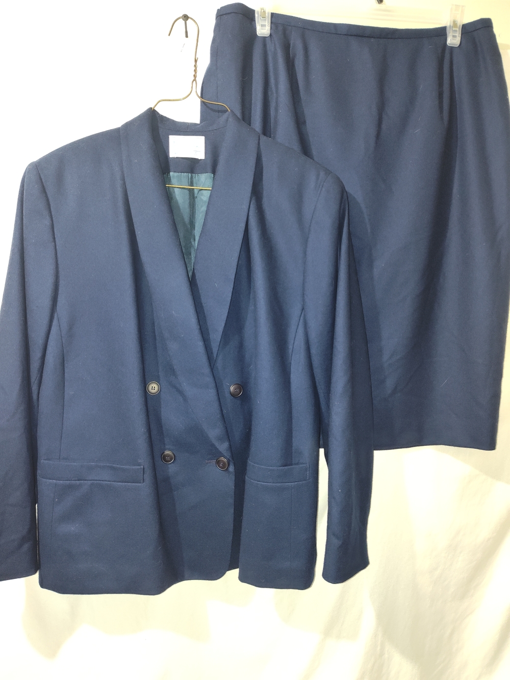 Pendleton Navy Double-Breasted Blazer and Skirt Set